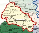 Karte des Einzugsgebiets der LVR Förderschule Mönchengladbach rot umrandet